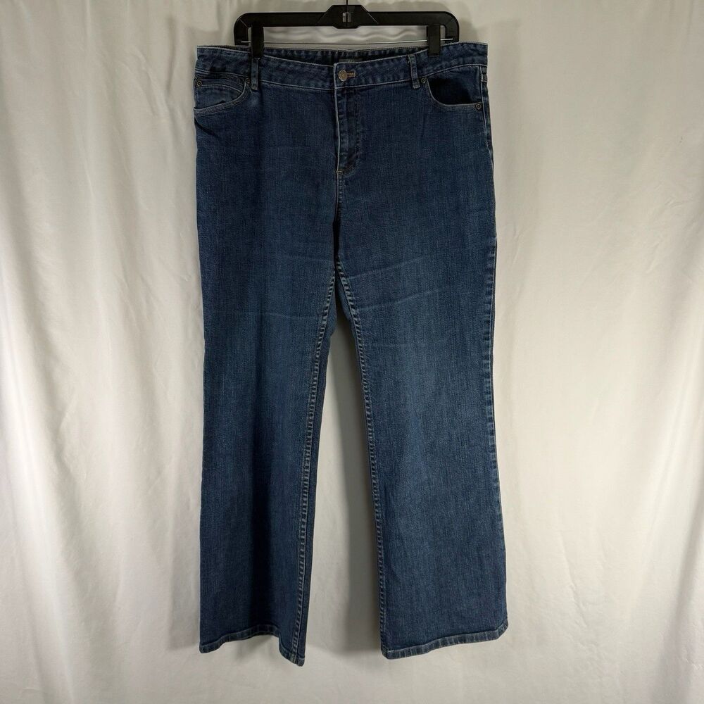 J Jill Bootcut Jeans Women's 18 Medium Wash Blue Denim High Rise Cotton Blend